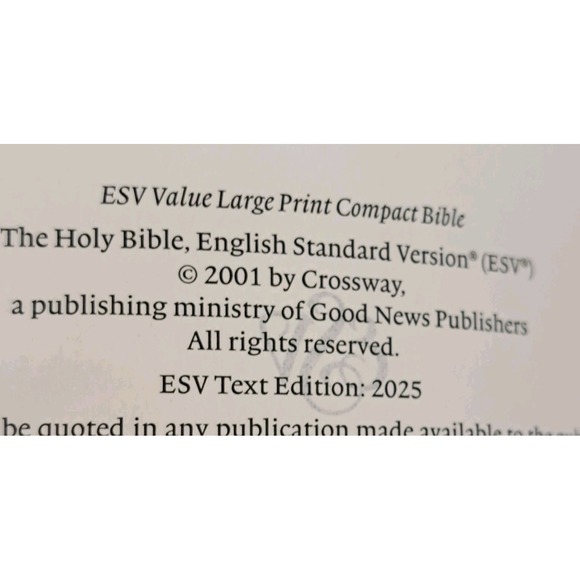 ESV Value Large Print Compact Bible TruTone Teal Ornament Design NEW - Picture 9 of 10